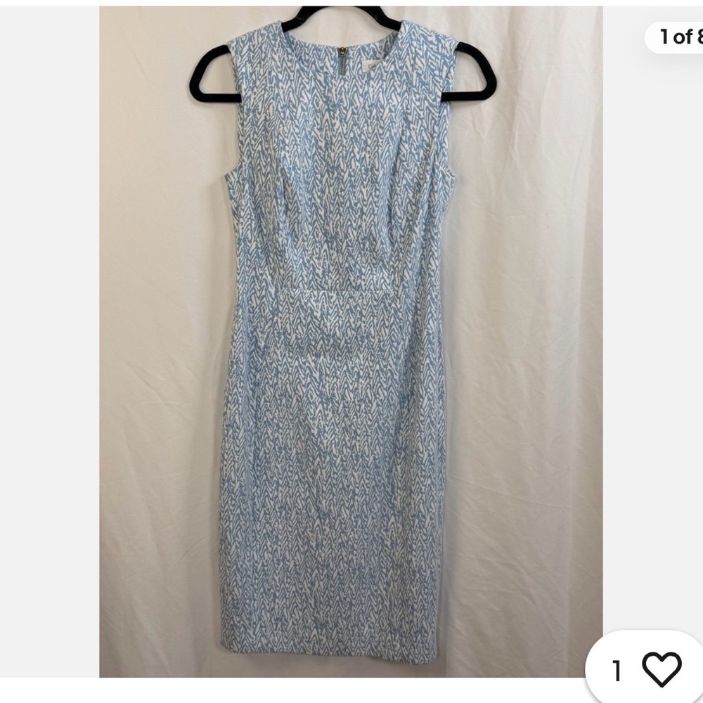 Calvin Klein Blue and White Midi Dress